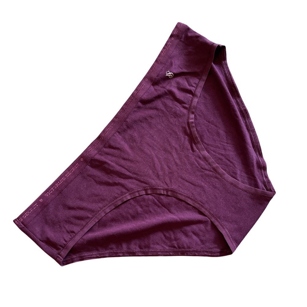 Victoria's Secret VTG 100% Cotton Signature Bikini Panty LARGE Maroon Logo